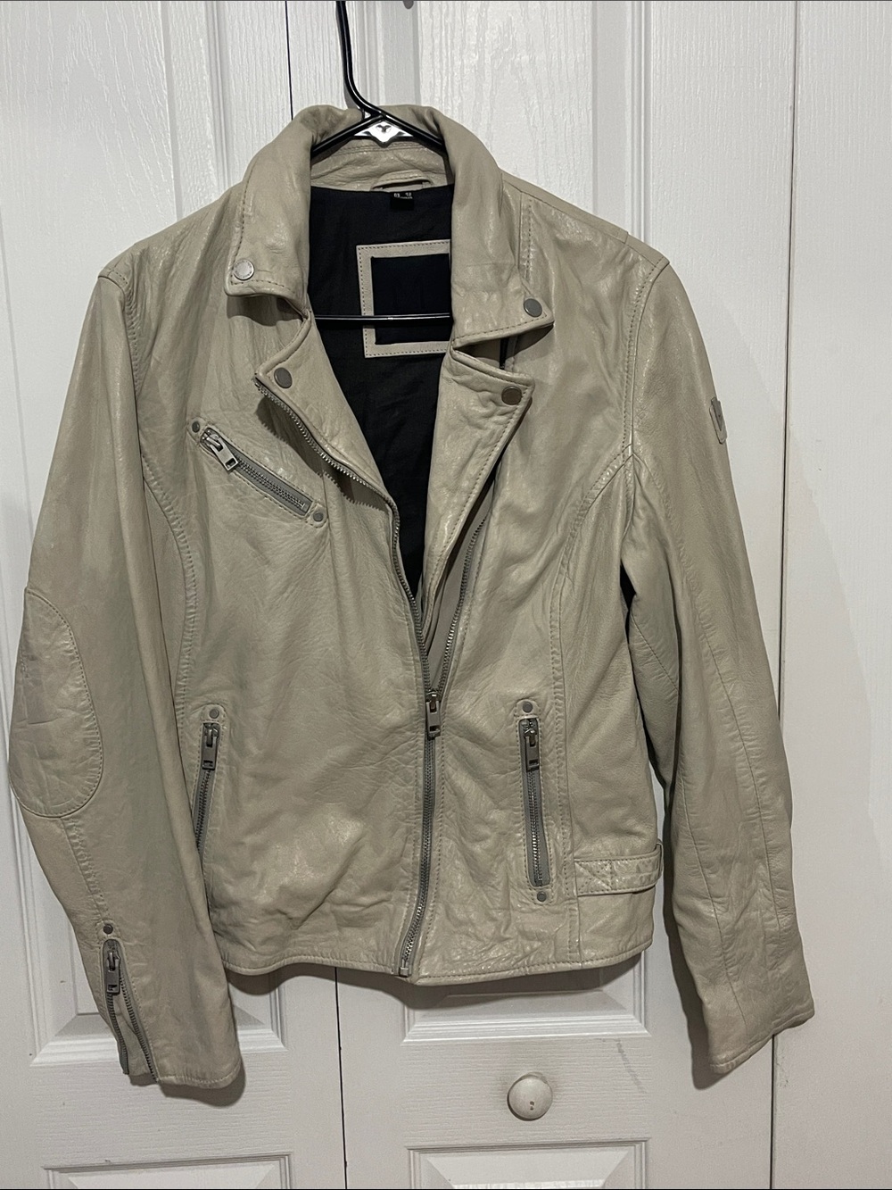 Mauritius Light Gray Lamb Leather Bomber Jacket